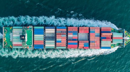 Aerial,Top,View,Container,Ship,Full,Speed,For,Logistics,, Aerial top view container ship full speed for logistics , import export, shipping or transportation.